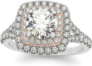 Allurez Square Double Halo Diamond Engagement Ring 14k Two-tone Gold (0.62ct)