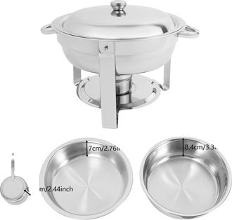 OEM Juego De 4 Piezas De Bandejas Calientaplatos De Acero Inoxidable, Color Plata