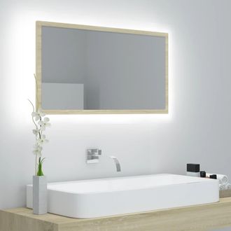 vidaXL Espejo De Ba&ntilde;o Acr&iacute;lico Color Roble Sonoma 80x8,5x37 Cm Vidaxl