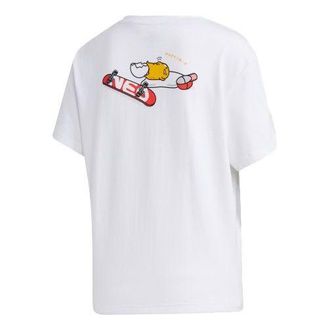 adidas (WMNS) adidas neo GDTM BF TEE Yellow Crossover Sports Short Sleeve White GL7231