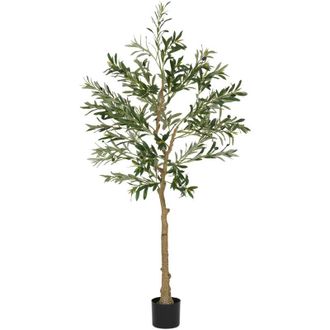 HOMCOM Olivo Artificial 150 Cm Planta Artificial Decorativa Grande &Aacute;rbol Artificial De Interior Con 32 Aceitunas Decoraci&oacute;n Para Hogar Oficina Verde - Homcom