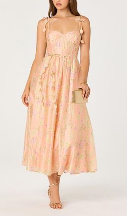 ASTR the Label Halcyon Floral Print A-Line Dress in Peach Floral at Nordstrom, Size X-Small