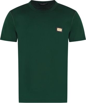 Dolce & Gabbana T-shirt met ronde hals - Heren - T-shirts - Groen - S - Katoen - Tops