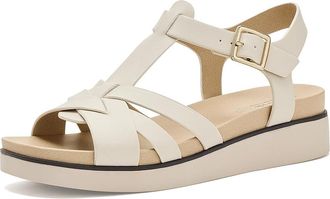 Life Stride Grandiose Strappy Sandals Womens Wedge Shoes Bone : 6.5 W (C), Faux Leather