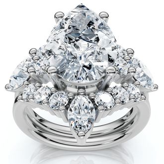Pompeii3 Certified 2.90Ct Pear Diamond Engagement Ring Set 14k Gold or Pt Lab Grown