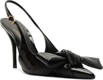 Schutz Liora Bow Slingback Pointed Toe Pump in Black at Nordstrom, Size 6.5