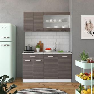 Vicco Cocina Para Solteros R-line, Gris Noble, 140 Cm, Et M&aacute;rmol