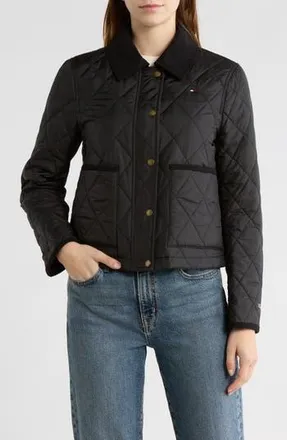 Tommy Hilfiger Snap Front Diamond Quilted Jacket in Black at Nordstrom Rack, Size X-Large