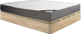 Vente-Unique Conjunto de canap&eacute; abatible de 180 x 200 cm claro natural + colch&oacute;n de espuma con acolchado de memoria de forma 11 zonas espesor 22 cm - DANEVO de YSM