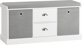 SoBuy Zapatero banco con 2 cajones y 2 cestas madera gris