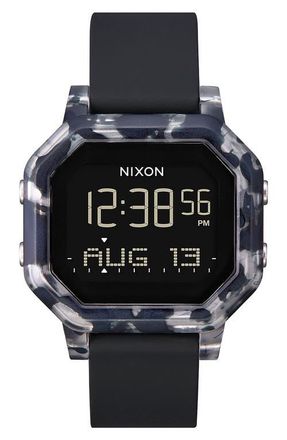 Nixon Siren Digital Silicone Strap Watch, 38mm in Black Tortoise at Nordstrom