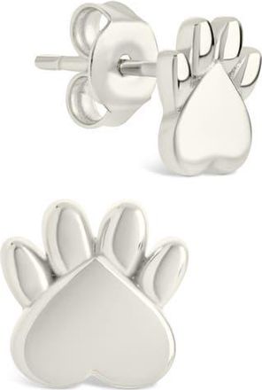 Sterling Forever Paw Print Stud Earrings in Silver at Nordstrom Rack