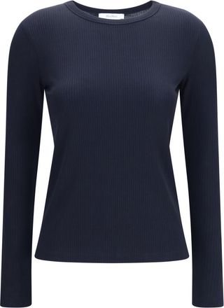 Max Mara Blue Ribbed Crew Neck Sweater