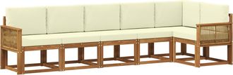 vidaXL Conjunto De Sof&aacute;s De Exterior 6 Uds. Natural Y Crema Poli&eacute;ster Vidaxl