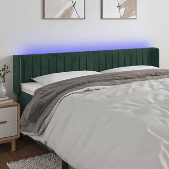 vidaXL Cabecero Con Led De Terciopelo Verde Oscuro 163x16x78/88 Cm Vidaxl