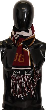 Dolce & Gabbana Mens Multicolor Wol Gebreide DG King Shawl Wrap Sjaal