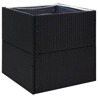 Berkfield Home Garden Planter Black 80x80x80 cm Poly Rattan | Size: 80 x 80 x 80 cm