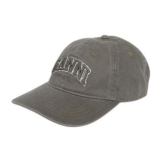 Ganni Washed Cotton Canvas Cap - unisex - Ganni - Hats & Caps - Gray - ONE SIZE - Accessories