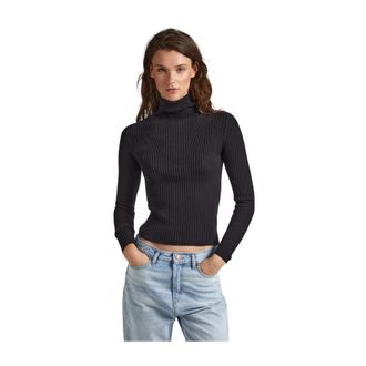 Pepe Jeans London Coltrui - Dames - Coltruien - Zwart - S - Leer - Truien & Vesten