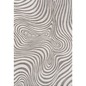Jonathan Y Designs Maribo High-Low Abstract Groovy Striped Indoor/Outdoor Area Rug in Gray/ivory at Nordstrom, Size 5Ft 0In X 8Ft 0In