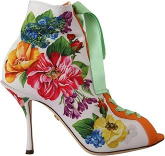 Dolce & Gabbana Open Toe Jersey Laarzen - Dames - Sandalen met hakken - Veelkleurig - 37 1/2 EU - Leer - Schoenen
