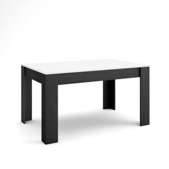 Skraut Home Mesa comedor efecto madera blanco y negro 140x90x76cm