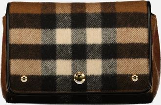Burberry Womens Small Check Cashmere Crossbody Bag - Black - Size: UNI