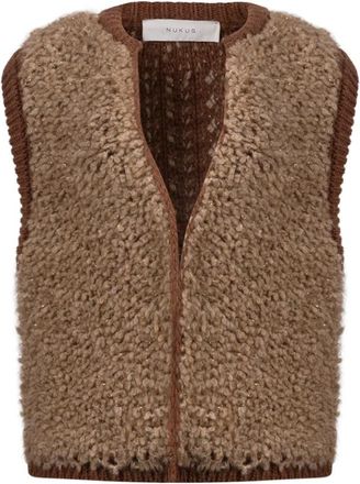Nukus Lana Gilet - Dames - Bodywarmers - Bruin - S - Wol - Jassen