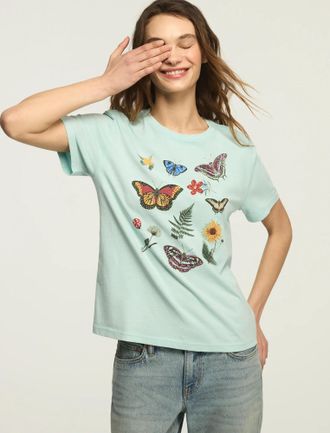 Lucky Brand Womens Embellished Butterfly Boyfriend