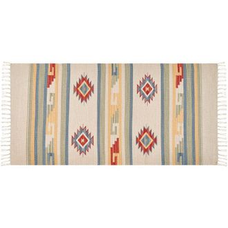 Beliani Rug APARAN Beige 140 x 200 cm Cotton Kilim