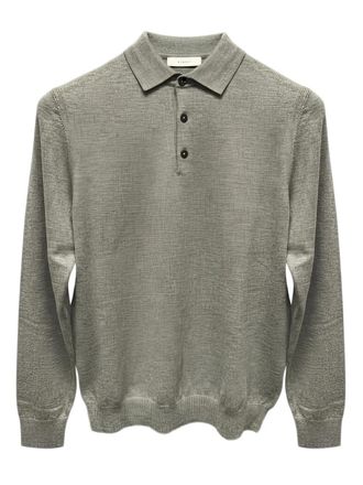 Diktat buttoned long-sleeve polo shirt - Grey