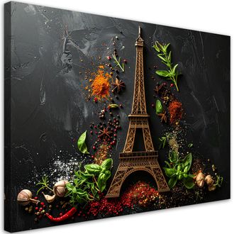 Feeby Cuadro Sobre Lienzo, Especias Y Hierbas Torre Eiffel, 120x80