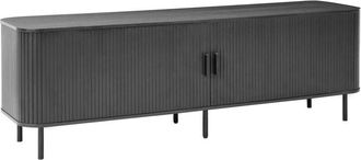 Beliani Beliani - tv Stand Retro Sliding Cabinet Door Cable Management mdf Metal Legs Black Bradley
