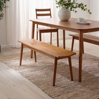 Furniturebox Lynton Solid Wood Rustin Farmhouse Dining Bench in Walnut | Size: Large