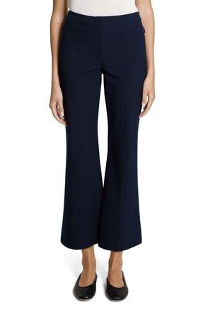 Theory Pintuck Cotton Blend Kick Flare Pants in Midnight Navy at Nordstrom, Size 00
