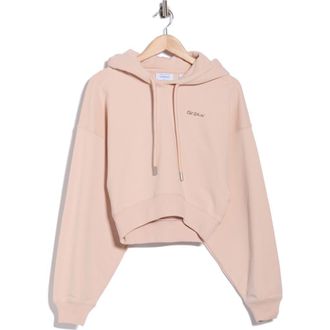 Off-white Crop Graphic Hoodie in Peach Whip at Nordstrom Rack, Size X-Large