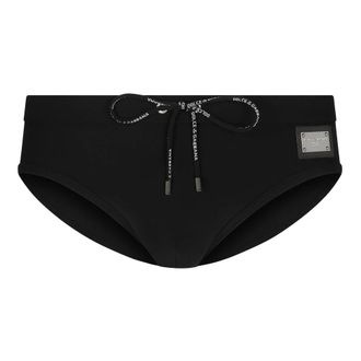 Dolce & Gabbana Beachwear, male, Black, Size: XL Technical Swim Brief Slip
