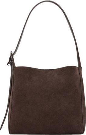 Mango suede schoudertas donkerbruin