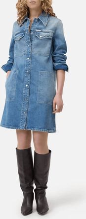 Closed Utility Denim Dress In Mid Blue