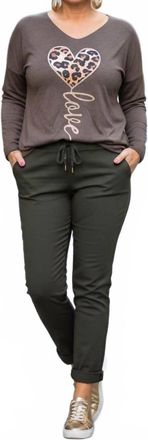 Made in Italy Ultra Soft Wild Love Fleece V-Neck Top In Brown