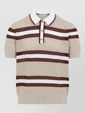 Dries Van Noten striped mesh short-sleeve polo shirt