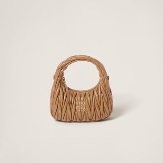 Miu Miu Wander Matelass&eacute; Nappa Leather Hobo Bag, Woman, Caramel