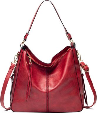 Generic Compatible For Women Leather Handbags Messenger Crossbody Bags Vintage Retro Tote Female Shoulder(Red)