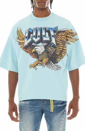 Cult of Individuality Eagle Oversize Graphic T-Shirt in Blue Glow at Nordstrom, Size Xxx-Large