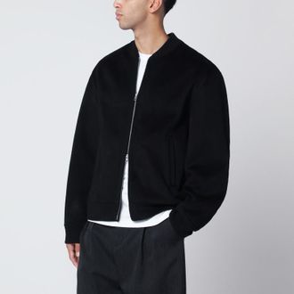 Soft Goat Black wool and cashmere zip cardigan
