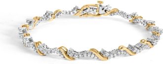 House of Brilliance 10K Yellow and White Gold 2.00 Cttw Diamond S Link Bracelet at Nordstrom