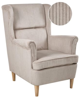 Beliani Sill&oacute;n orejero pana beige claro