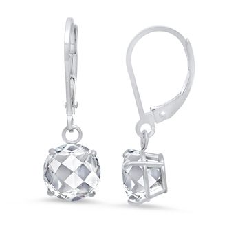 MAX + STONE Solid 10K Yellow or White Gold 8mm Gemstone Dangle Earrings