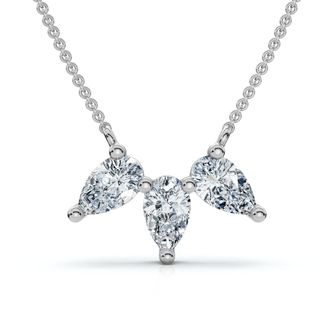 Pompeii3 1/2Ct Trio Pear Shape Diamond 18 Necklace 14k Gold Pendant