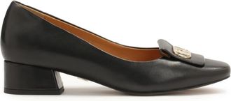 Kazar Zwarte leren pumps met een comfortabele hak - Dames - Pumps - Zwart - 38 EU - Leer - Schoenen